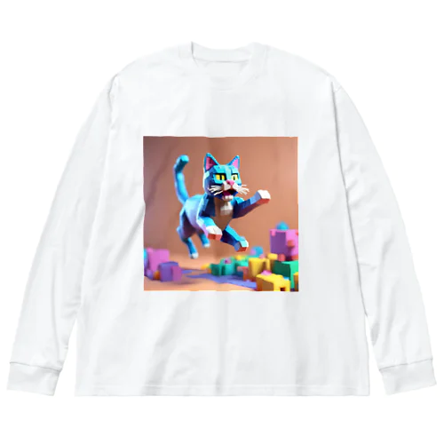 ジャンプするネコ Big Long Sleeve T-Shirt