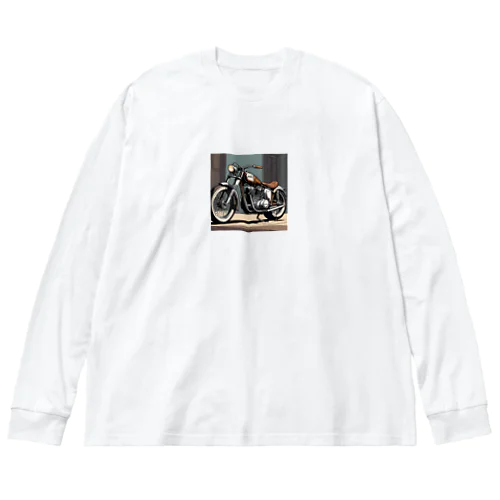 クラッシクなバイクのグッツ ビッグシルエットロングスリーブTシャツ