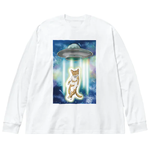 UFOと猫 ビッグシルエットロングスリーブTシャツ