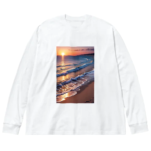 浜辺の夕日 ビッグシルエットロングスリーブTシャツ