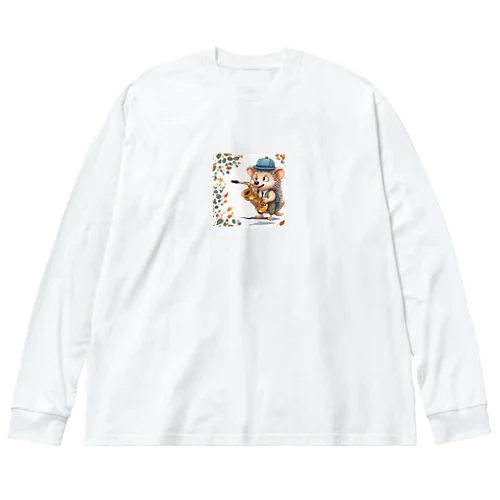 サックスハリネズミ ビッグシルエットロングスリーブTシャツ