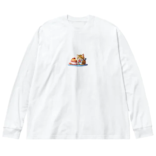 ぱくぱくネコちゃん ビッグシルエットロングスリーブTシャツ