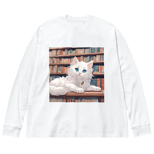 図書室の番猫03 ビッグシルエットロングスリーブTシャツ