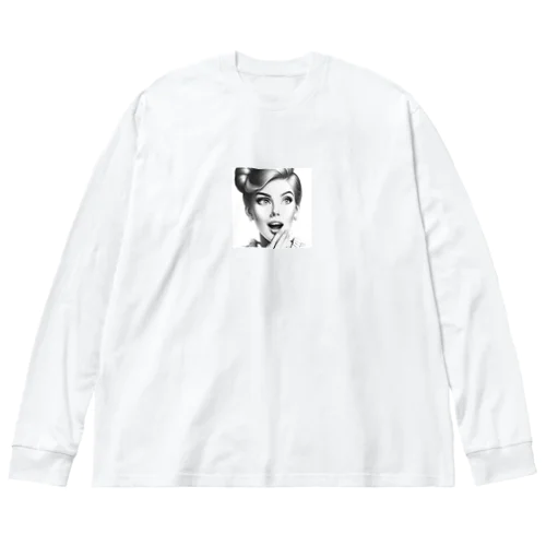 驚く女性 Big Long Sleeve T-Shirt