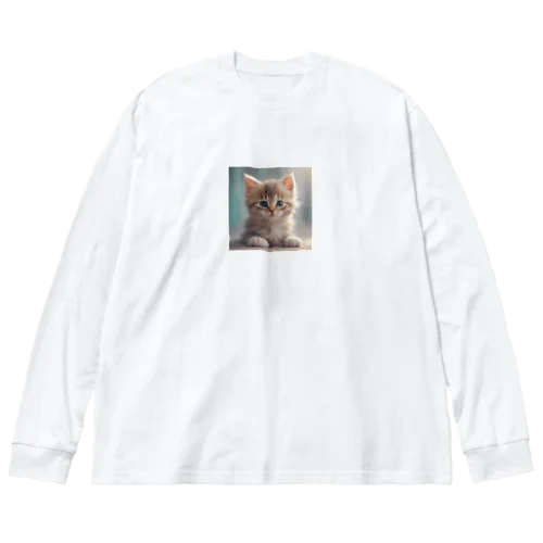 可愛い仔猫のイラストグッズ ビッグシルエットロングスリーブTシャツ