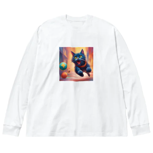 元気な猫 ビッグシルエットロングスリーブTシャツ