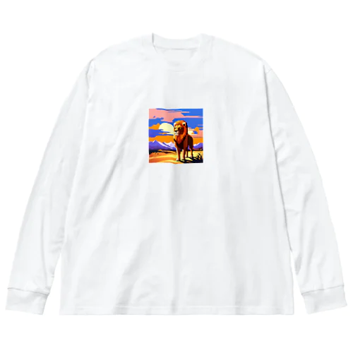 勇ましいライオン　ピクセルアート Big Long Sleeve T-Shirt