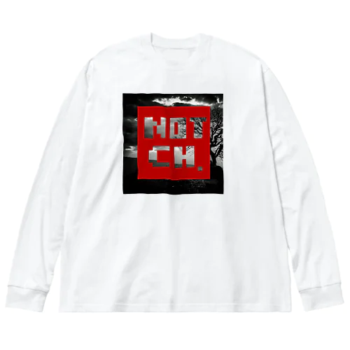 『NOTCH.』ロゴ RED ビッグシルエットロングスリーブTシャツ