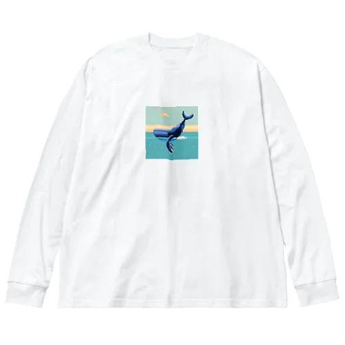 海の力強き舞踏者、クジラ　ピクセルアート Big Long Sleeve T-Shirt