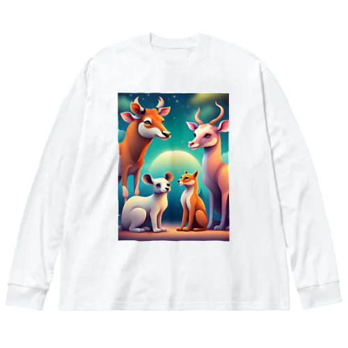 夢の森の動物たち！ ビッグシルエットロングスリーブTシャツ