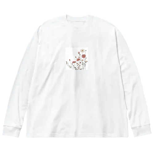 秋の草花のイラスト ビッグシルエットロングスリーブTシャツ
