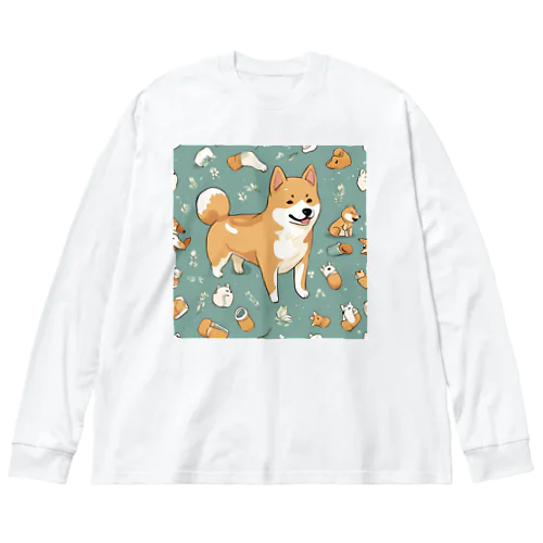 かわいい柴犬グッズ ビッグシルエットロングスリーブTシャツ