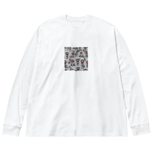 赤いリボンのトイプードルだらけ Big Long Sleeve T-Shirt