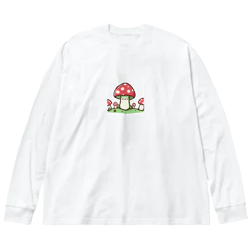 キノコのシンプルなイラスト ビッグシルエットロングスリーブTシャツ