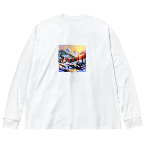 幻想的な雪景色のグッズ ビッグシルエットロングスリーブTシャツ