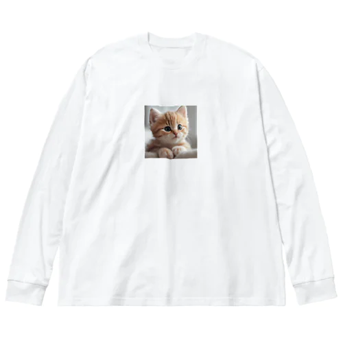 癒される猫のイラスト ビッグシルエットロングスリーブTシャツ