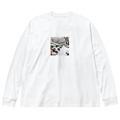 風景グッズ（雪と寒椿の日本庭園） Big Long Sleeve T-Shirt