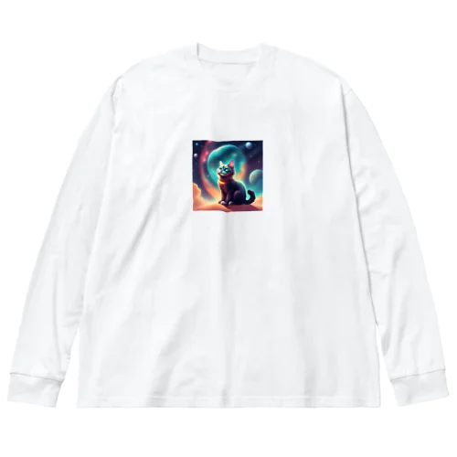 宇宙に居る猫のイラストグッズ Big Long Sleeve T-Shirt