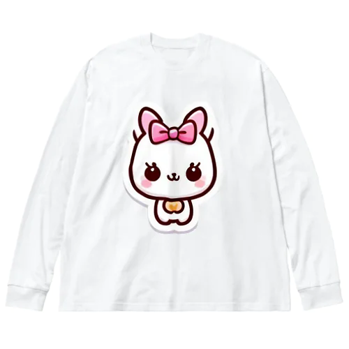 癒しの白猫グッズ～あなたの心にふれる白い天使～ ビッグシルエットロングスリーブTシャツ