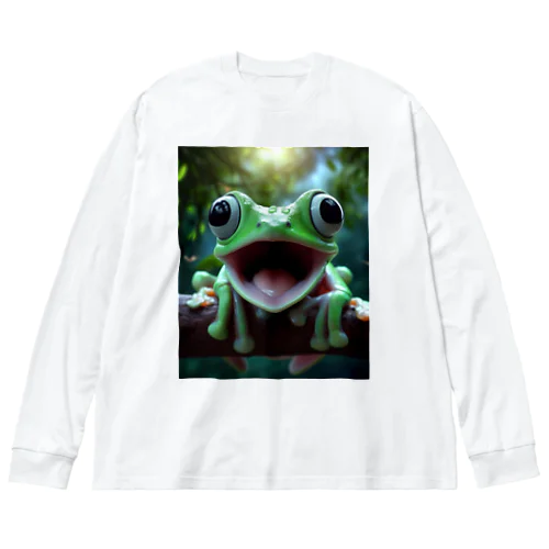 リアルでユニークな笑っているカエル Big Long Sleeve T-Shirt