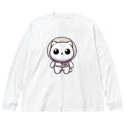 白猫のユキ　宇宙飛行士 ビッグシルエットロングスリーブTシャツ