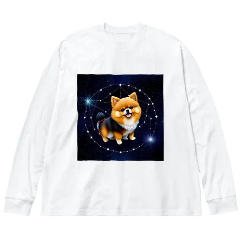 架空の星座　ポメラニアン座 ビッグシルエットロングスリーブTシャツ