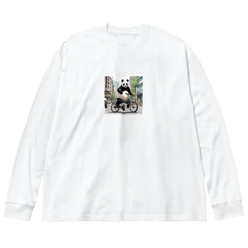 自転車に乗るかっこいいパンダのイラストグッズ Big Long Sleeve T-Shirt