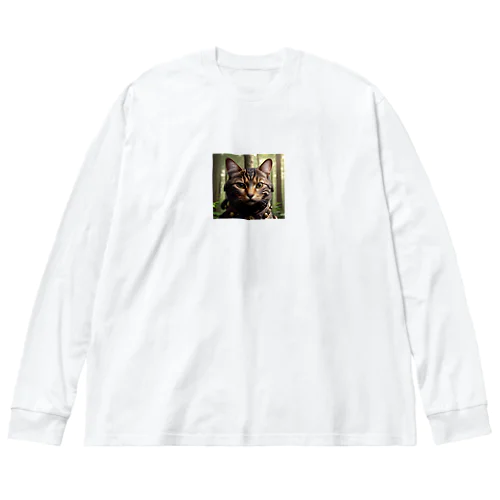 野生的　黒猫 Big Long Sleeve T-Shirt