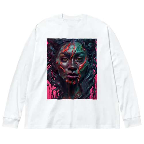 ミステリアスなダークウルフの女性② Big Long Sleeve T-Shirt