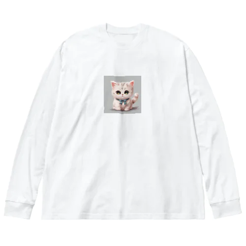 かわいいネコイラストグッズ ビッグシルエットロングスリーブTシャツ