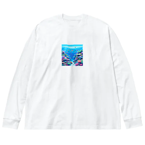 ドット絵沖縄の海 ビッグシルエットロングスリーブTシャツ