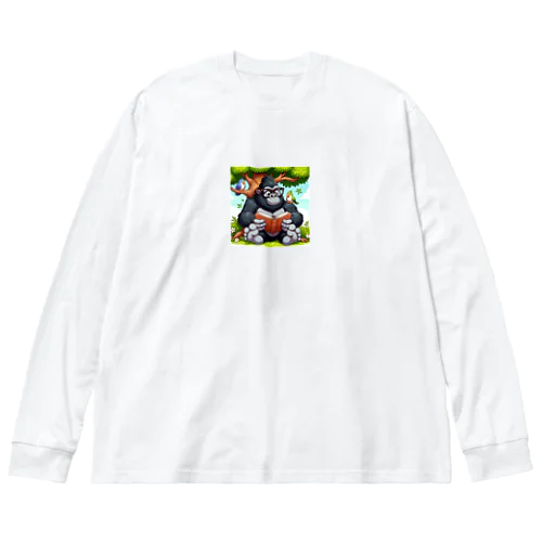 読書をするゴリラ Big Long Sleeve T-Shirt