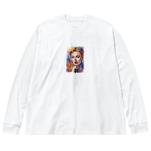 AI「Taylor Swift」水彩 ビッグシルエットロングスリーブTシャツ