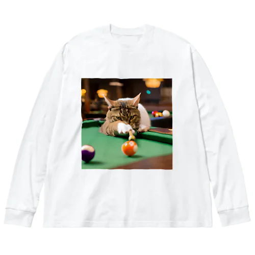 ネコのビリヤード ビッグシルエットロングスリーブTシャツ