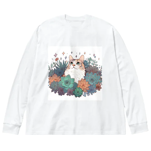 猫と多肉 Big Long Sleeve T-Shirt