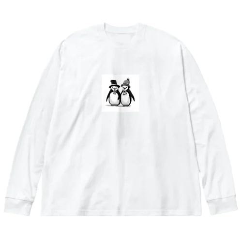 帽子を被ったペンギン夫婦 Big Long Sleeve T-Shirt