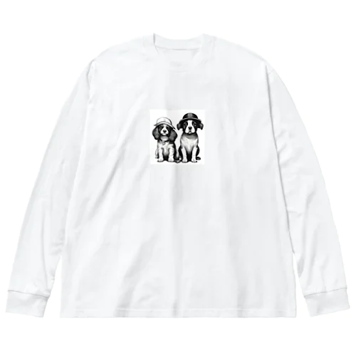 帽子を被った犬夫婦 Big Long Sleeve T-Shirt