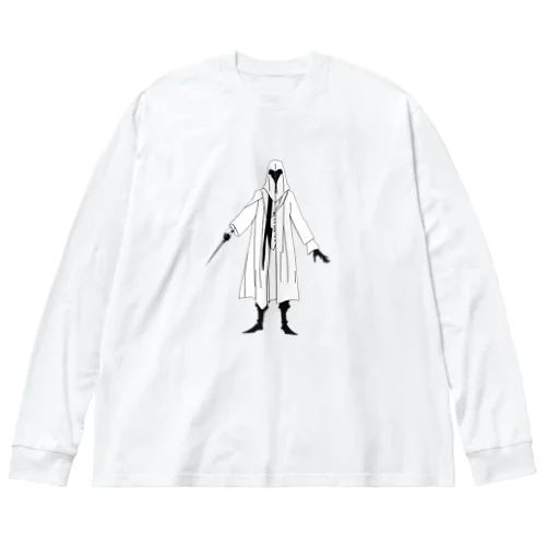 白いマントのペスト医師 -  Plague doctor in white cloak ビッグシルエットロングスリーブTシャツ