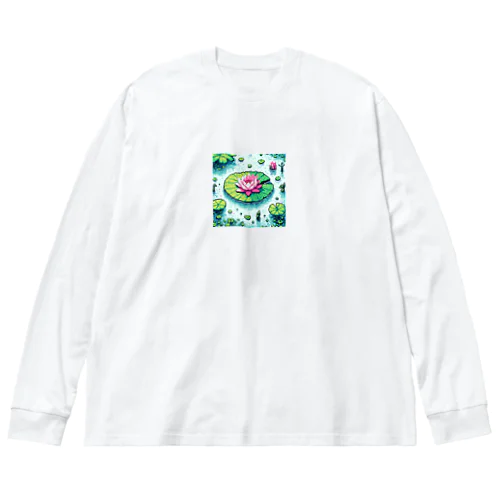 ハスの葉と花びら Big Long Sleeve T-Shirt