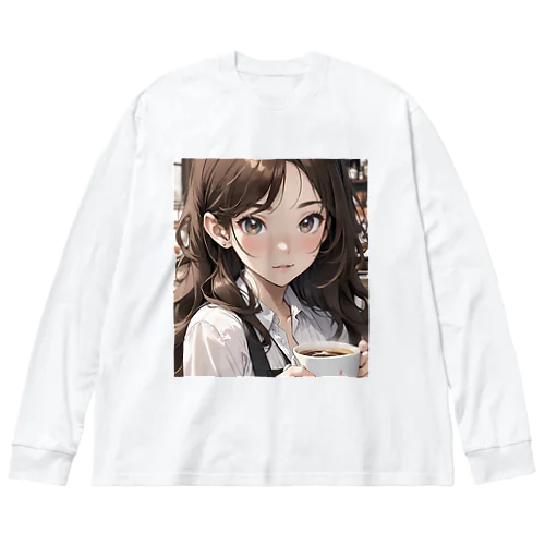 バリスタ見習いの女の子 ビッグシルエットロングスリーブTシャツ