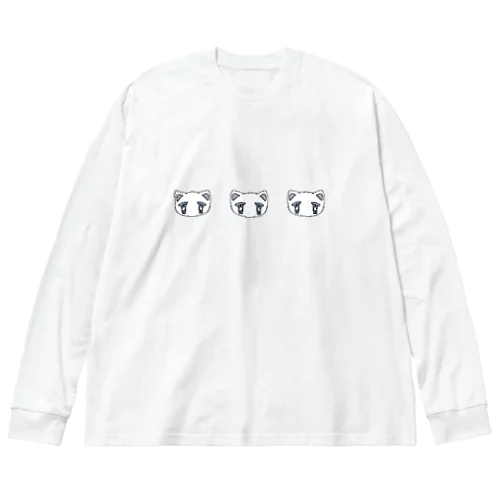 ドット白にゃんこ Big Long Sleeve T-Shirt