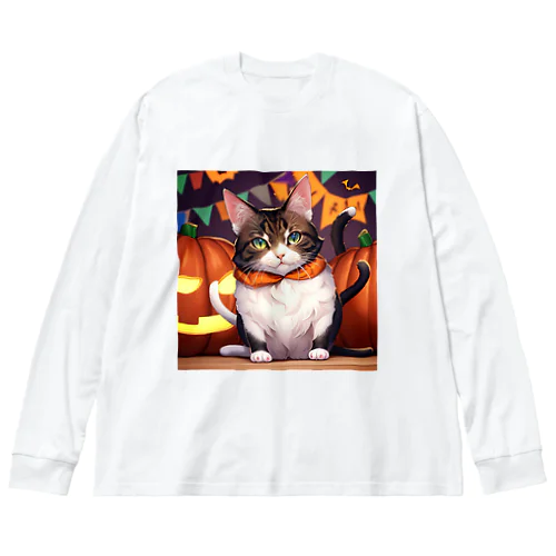 ハロウィンの猫 ビッグシルエットロングスリーブTシャツ