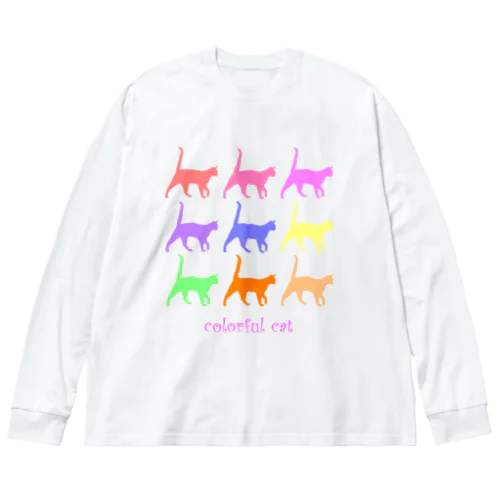 colorful cat ビッグシルエットロングスリーブTシャツ