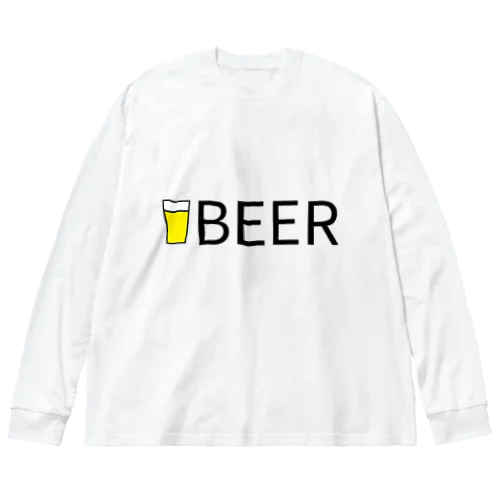 ビール_ロゴ(透過) ビッグシルエットロングスリーブTシャツ