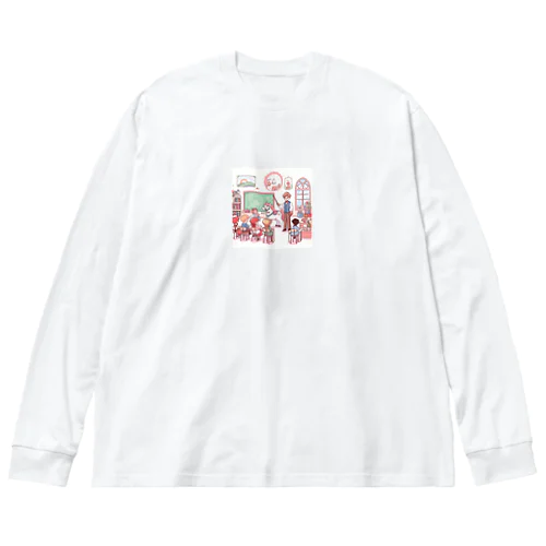 学校のカラーイラスト ビッグシルエットロングスリーブTシャツ