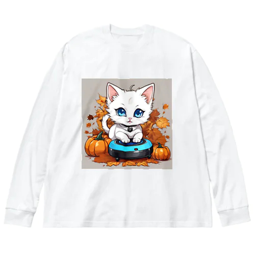 ハロウィンと白猫10 ビッグシルエットロングスリーブTシャツ