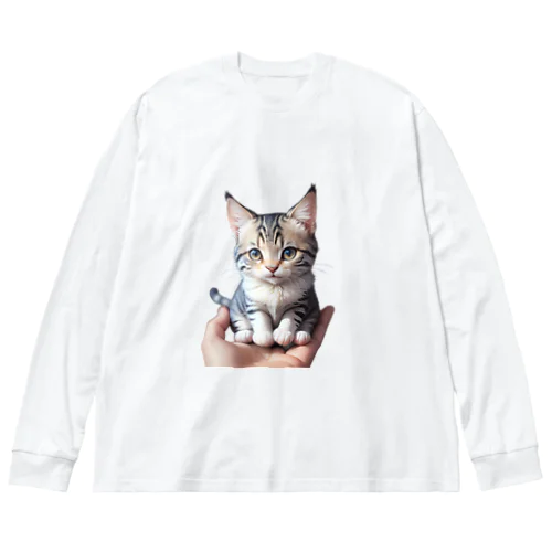 "手のひらの猫"  ビッグシルエットロングスリーブTシャツ