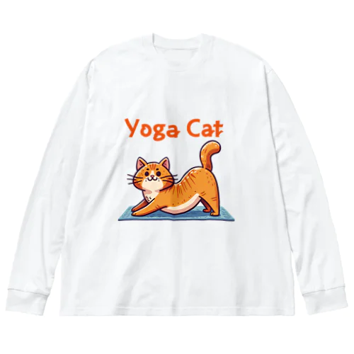 ヨガで猫のポーズ ビッグシルエットロングスリーブTシャツ