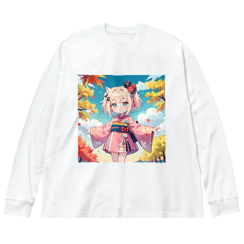 可愛い女の子　秋晴れ ビッグシルエットロングスリーブTシャツ