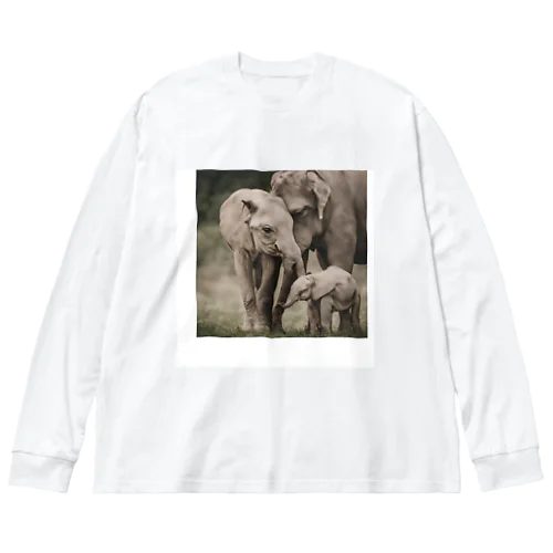 ゾウの親子 ビッグシルエットロングスリーブTシャツ